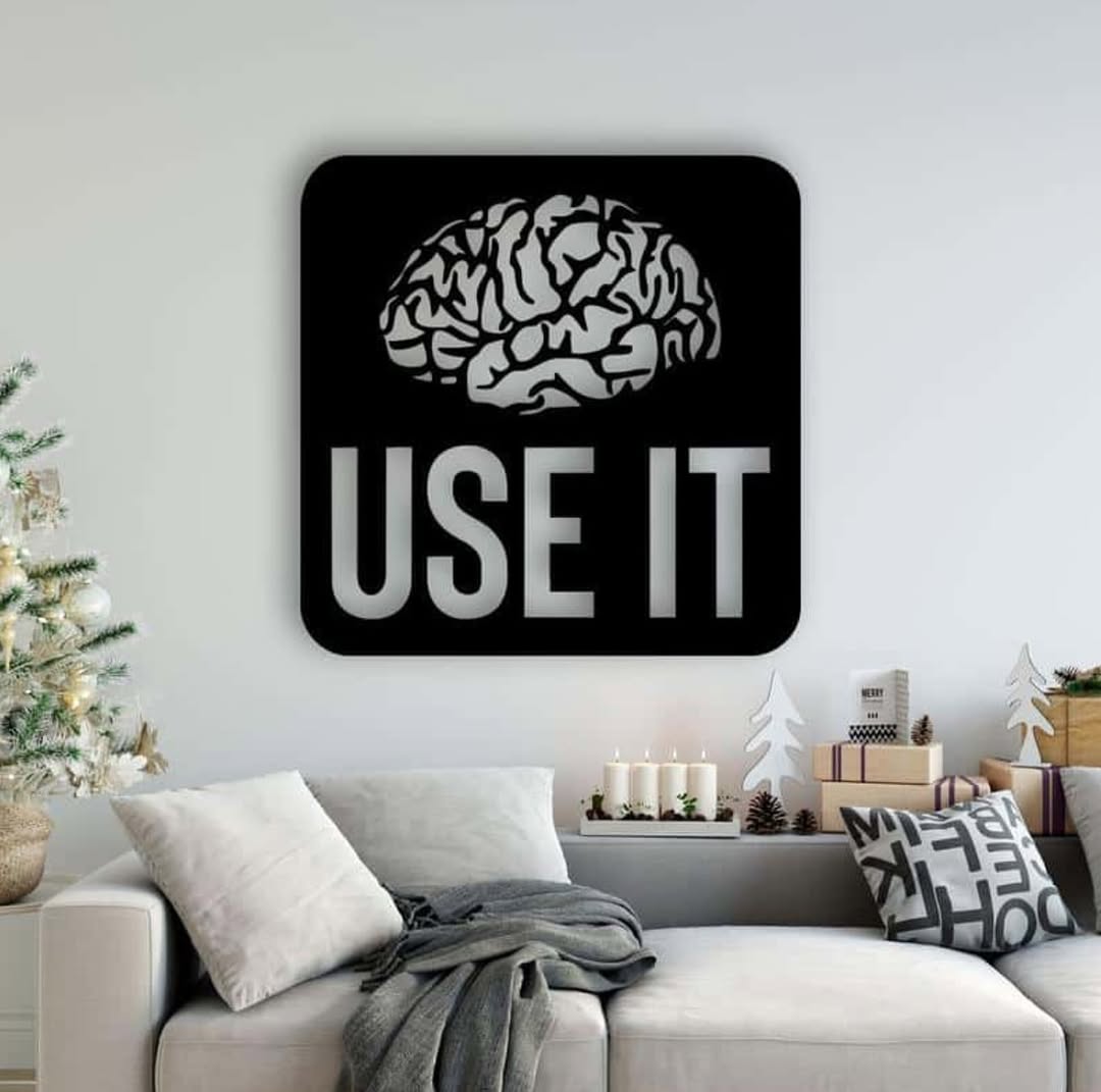 Premium Metal Wall Décor – "Use It" Brain Design