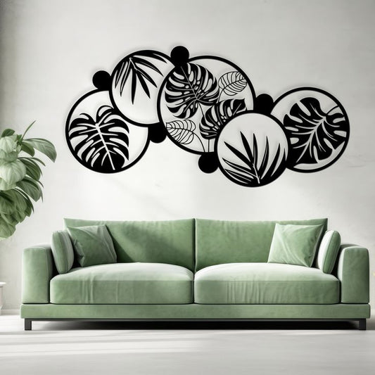 Modern Wall Art – Tropical Leaf Pattern Metal Decor