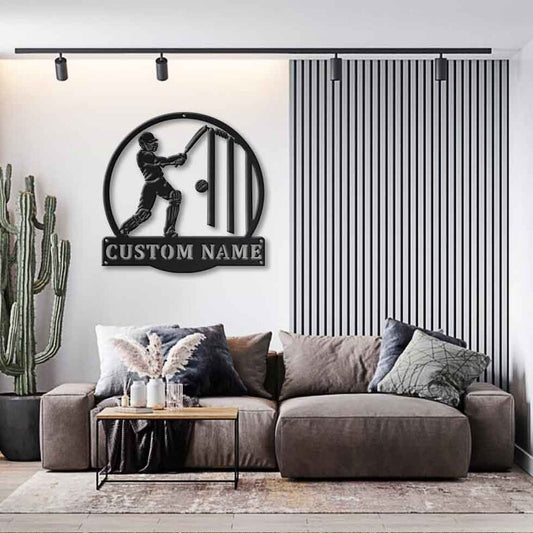 Custom Cricket Metal Wall Décor – Perfect for Sports Enthusiasts